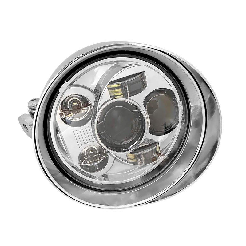 FATECIM 5.75" LED Motorcycle Headlights w/Aluminum Visor Clear Lens 5 3/4 inch Bullet Vintage Lamp for Harley Sportster Dyna Softail Bobber Chopper Honda Yamaha Suzuki Kawasaki Custom Chrome - Image 5